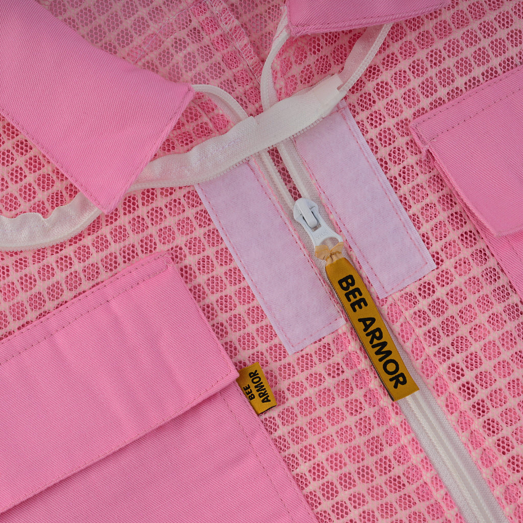 3 Layer Beekeeping Jacket with Fencing Veil - Pink