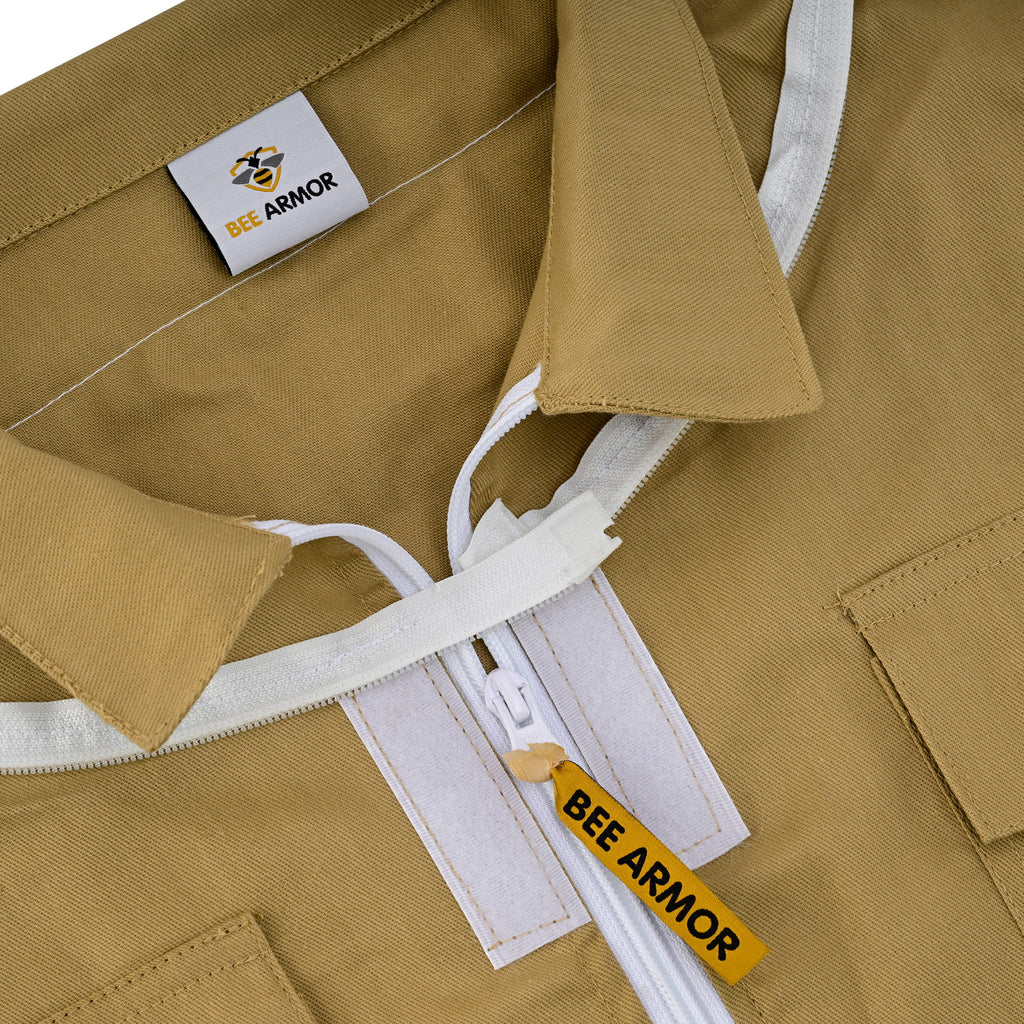 Cotton Beekeeping Jacket with Rounded Veil - Khaki
