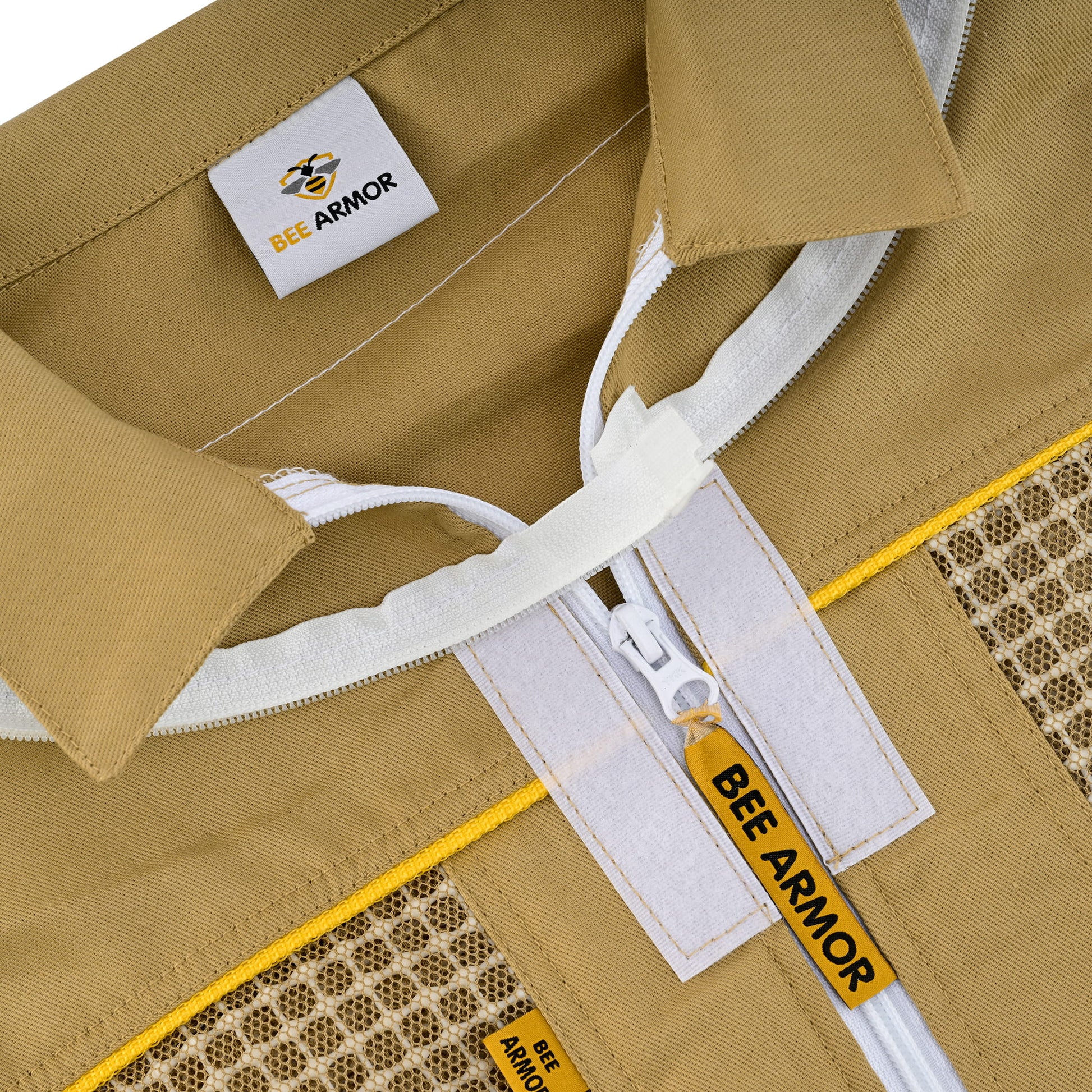 Semi Ventilated Beekeeping Jacket with Fencing Veil - Khaki