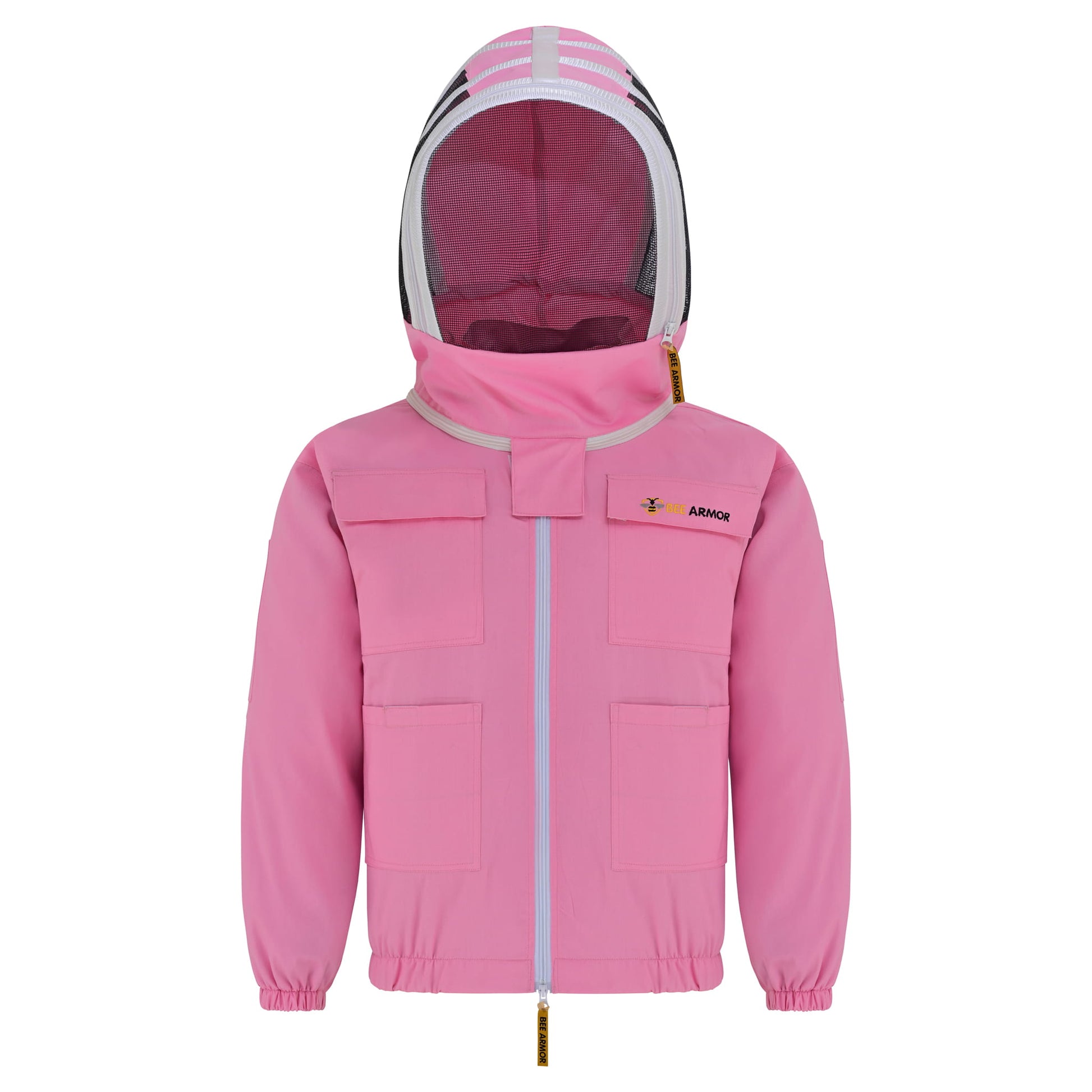 Cotton Beekeeping Jacket with Fencing Veil - Pink