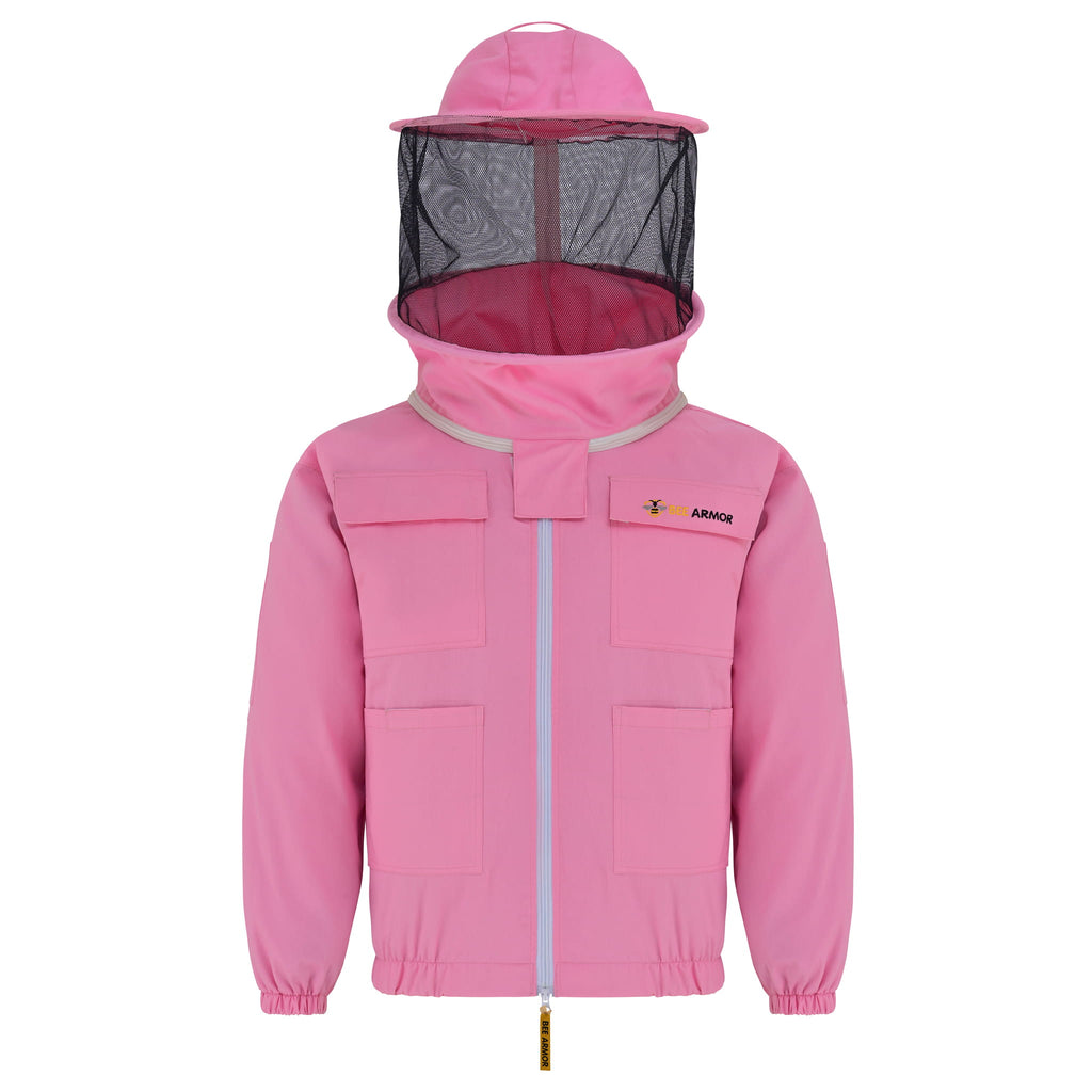 Cotton Beekeeping Jacket with Rounded Veil - Pink