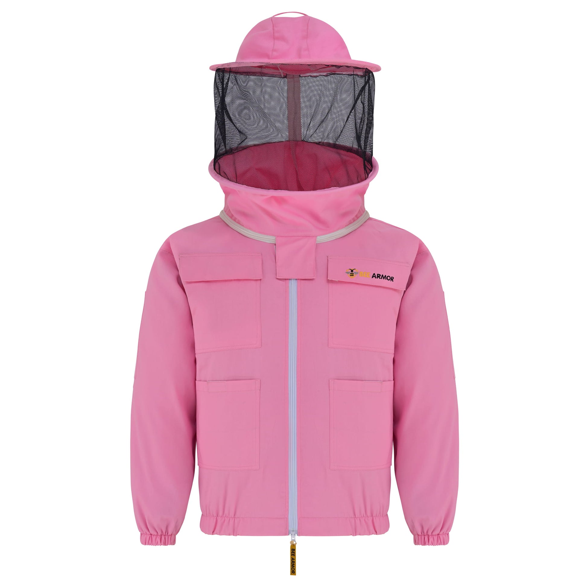 Cotton Beekeeping Jacket with Rounded Veil - Pink