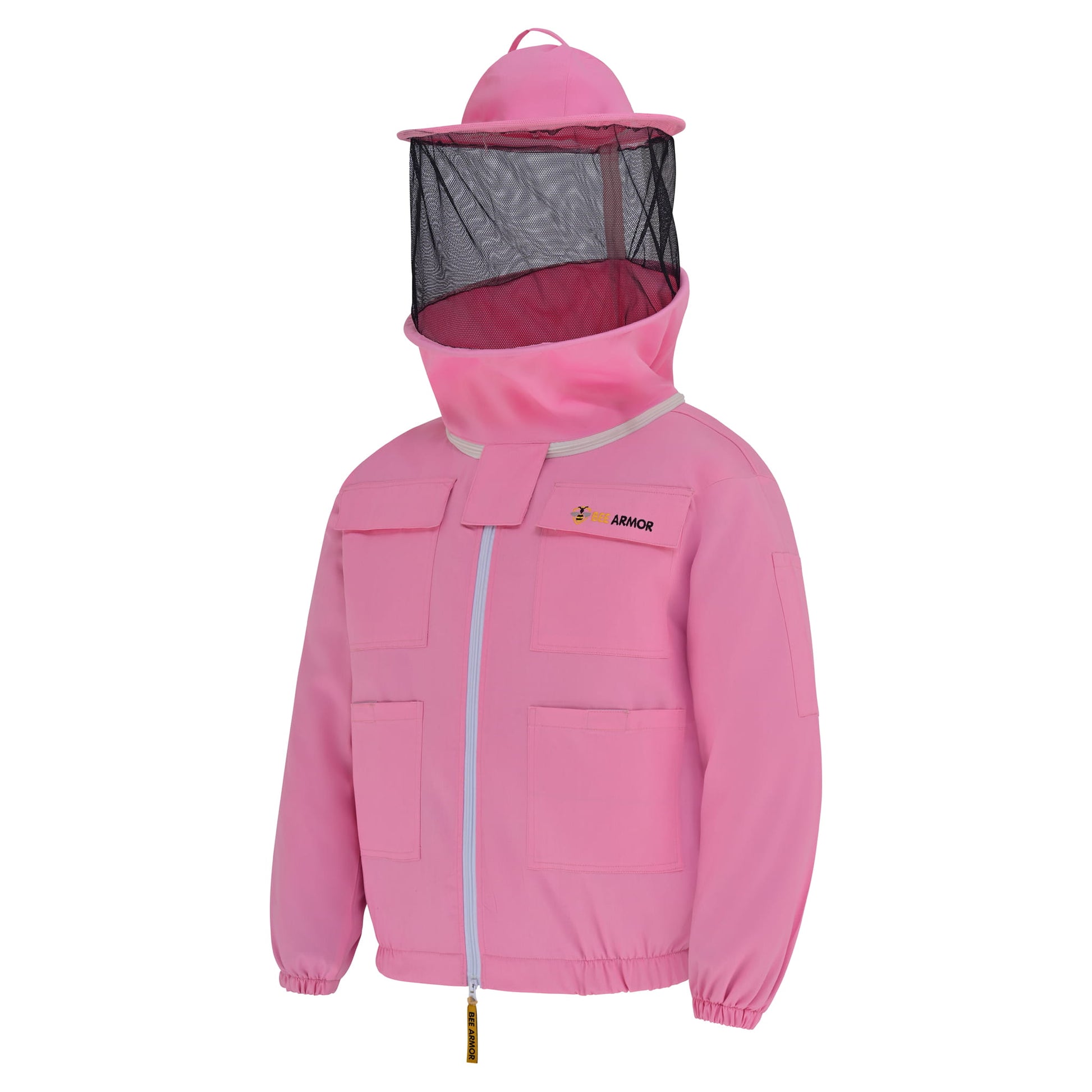 Cotton Beekeeping Jacket with Rounded Veil - Pink