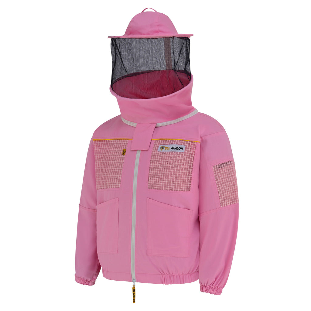 Semi Ventilated Beekeeping Jacket with Rounded Veil - Pink