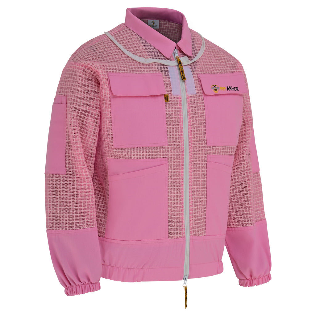 3 Layer Beekeeping Jacket with Rounded Veil - Pink