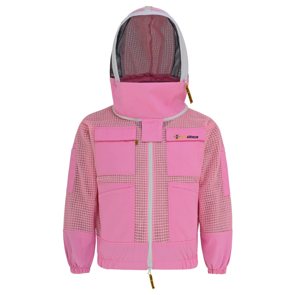 3 Layer Beekeeping Jacket with Fencing Veil - Pink