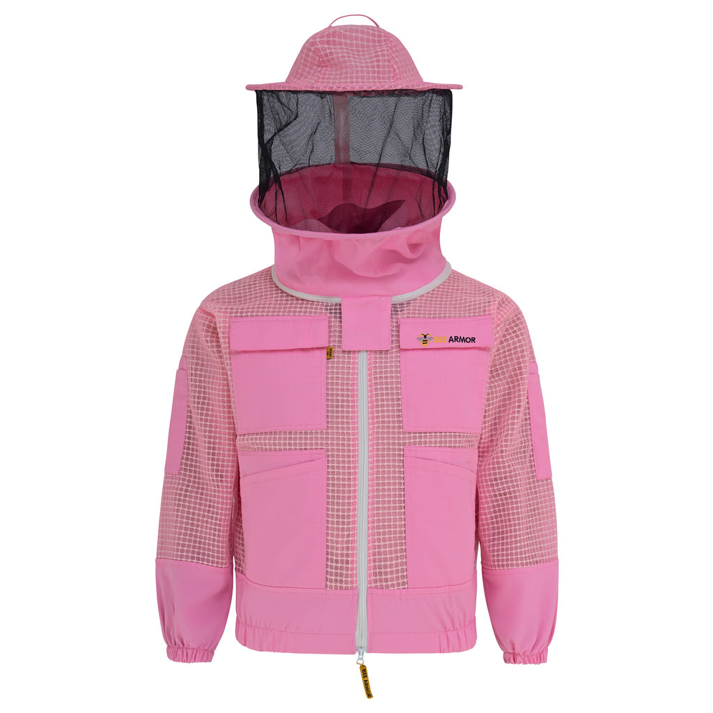 3 Layer Beekeeping Jacket with Rounded Veil - Pink