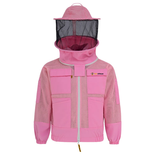 3 Layer Beekeeping Jacket with Rounded Veil - Pink