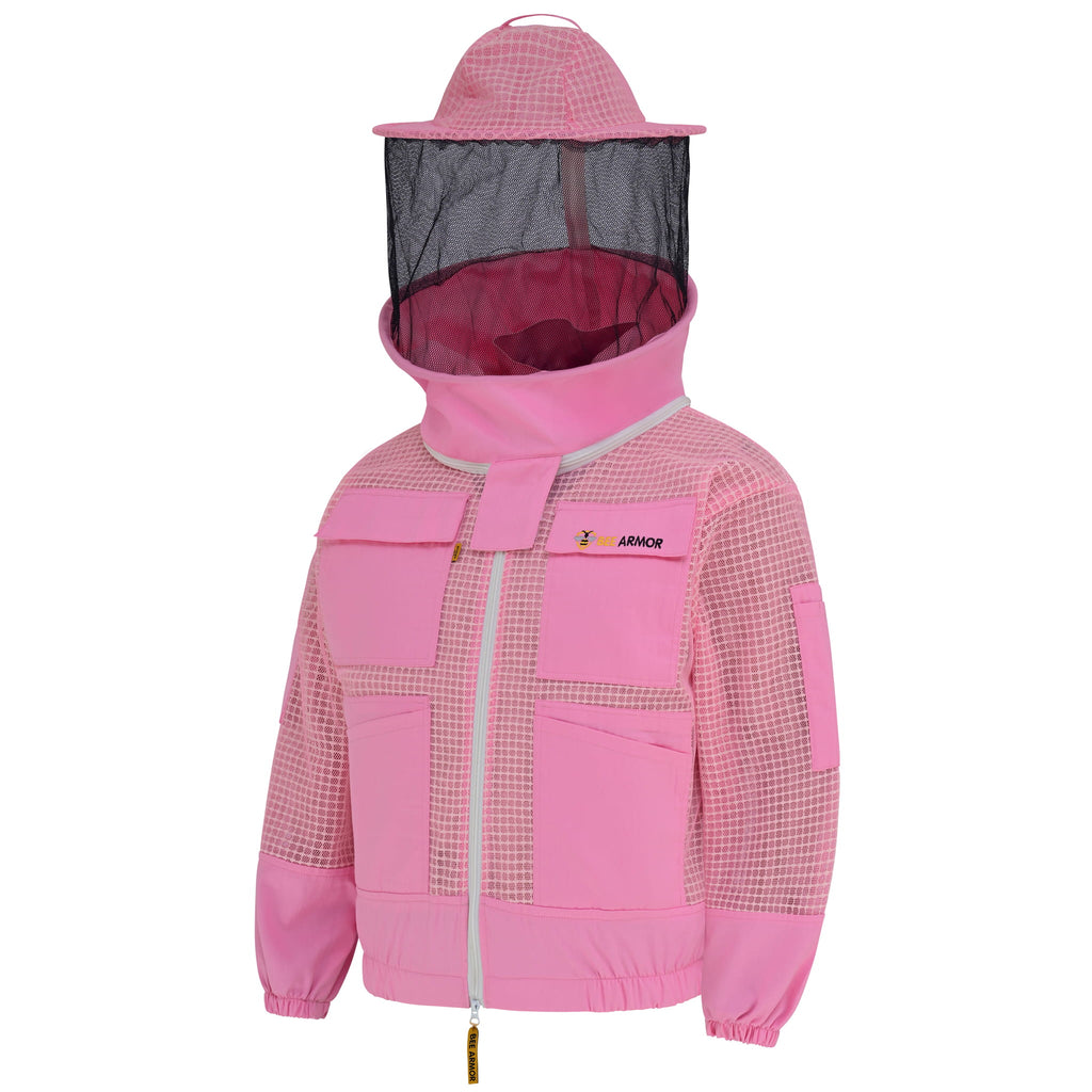 3 Layer Beekeeping Jacket with Rounded Veil - Pink
