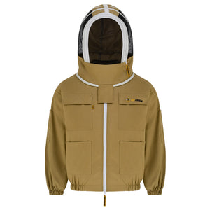 Cotton Beekeeping Jacket with Fencing Veil - Khaki