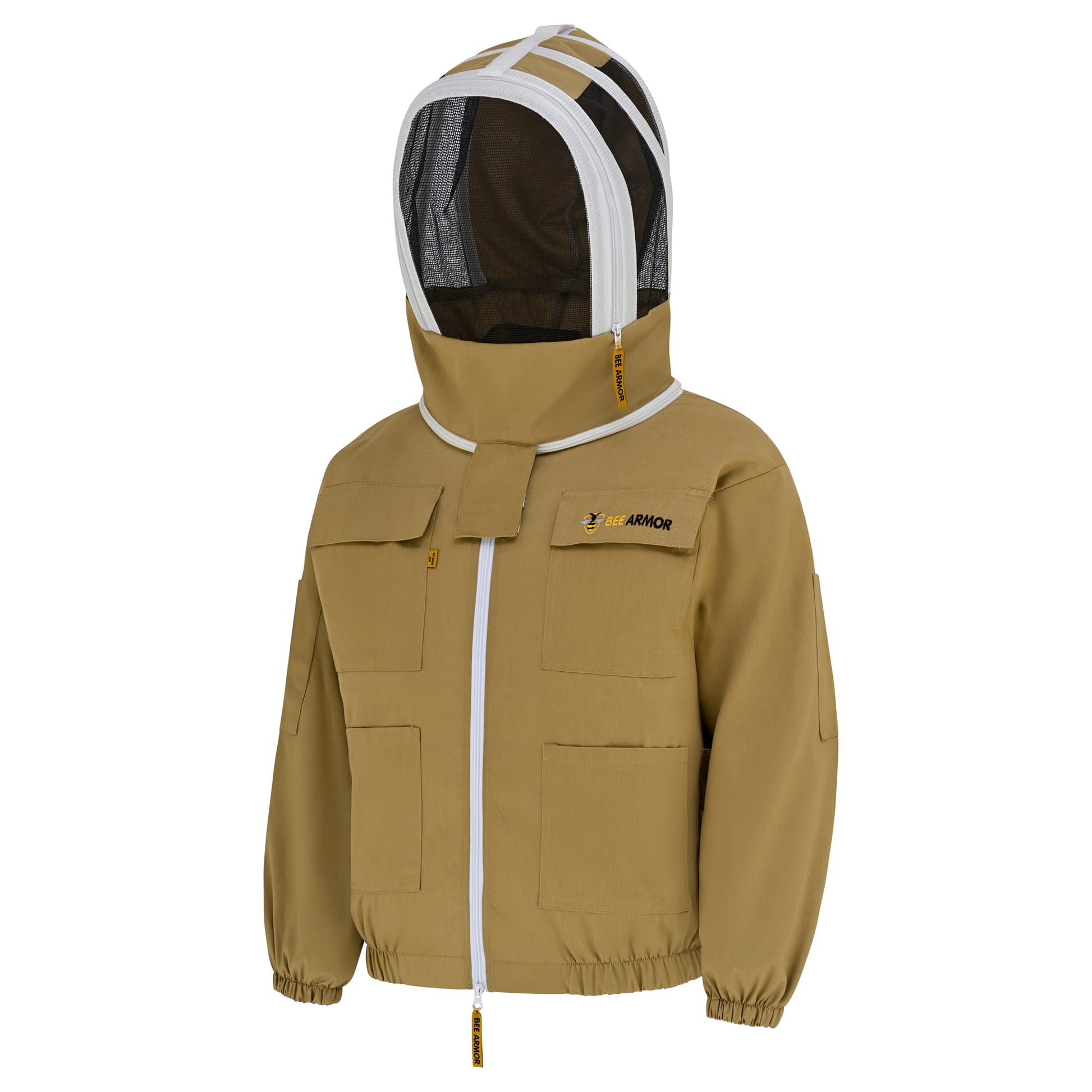 Cotton Beekeeping Jacket with Fencing Veil - Khaki