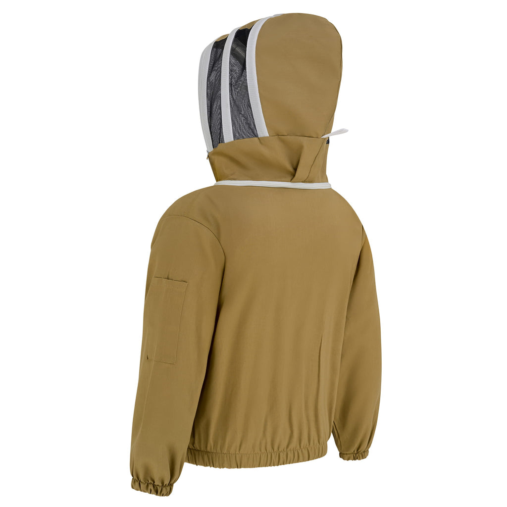 Cotton Beekeeping Jacket with Fencing Veil - Khaki