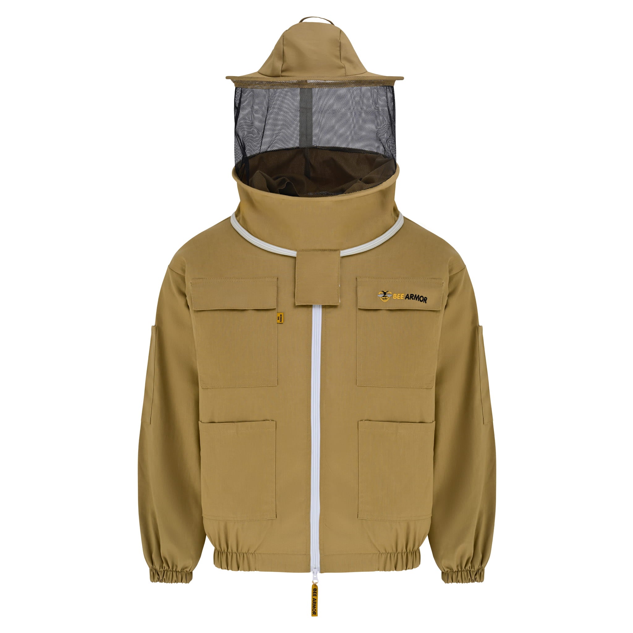 Cotton Beekeeping Jacket with Rounded Veil - Khaki – Bee Armor