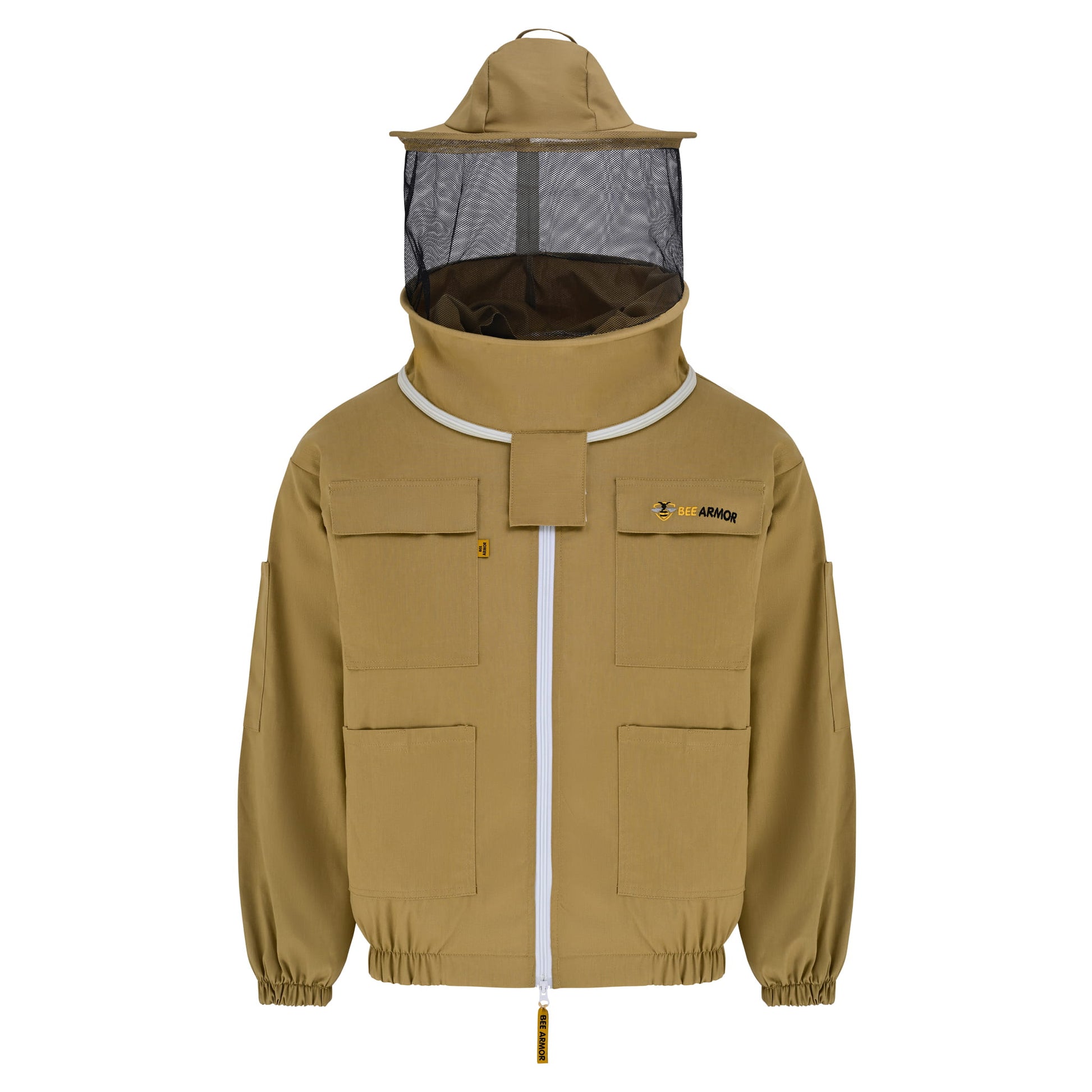 Cotton Beekeeping Jacket with Rounded Veil - Khaki