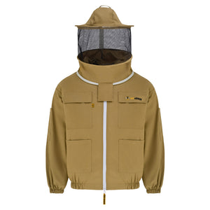Cotton Beekeeping Jacket with Rounded Veil - Khaki