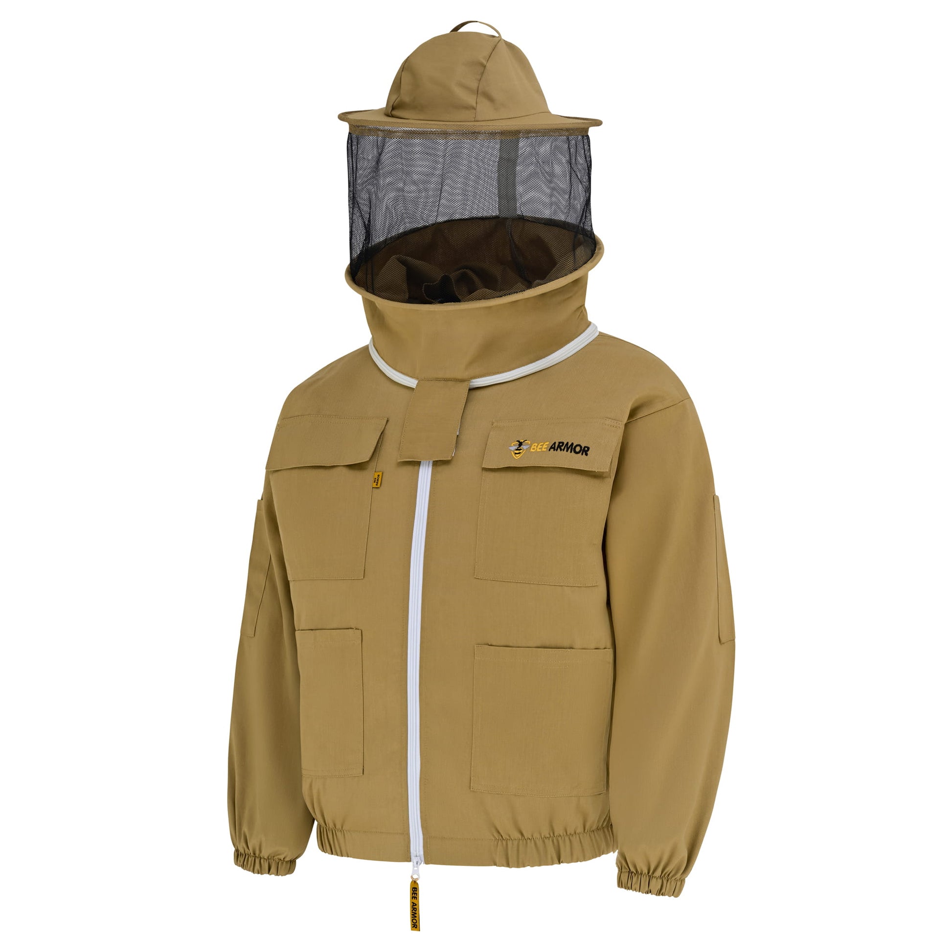 Cotton Beekeeping Jacket with Rounded Veil - Khaki