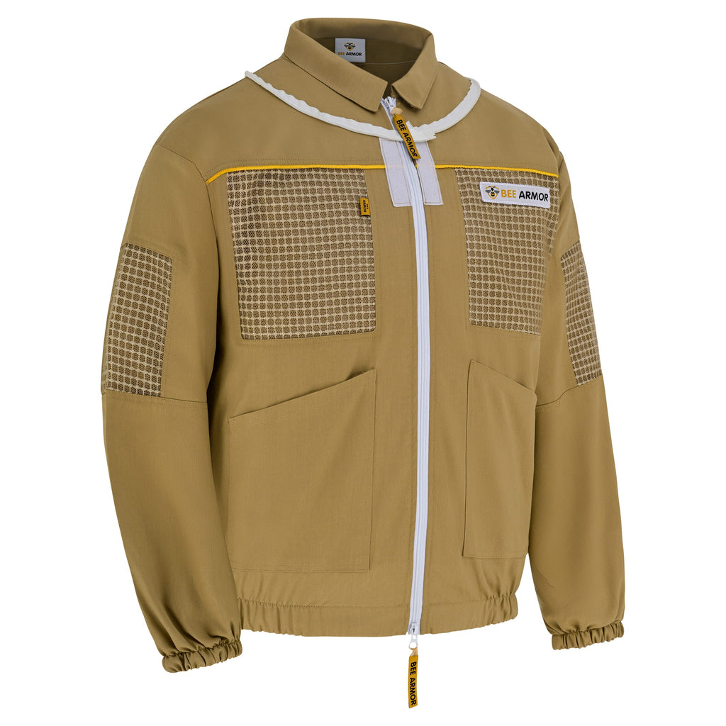 Semi Ventilated Beekeeping Jacket with Rounded Veil- Khaki