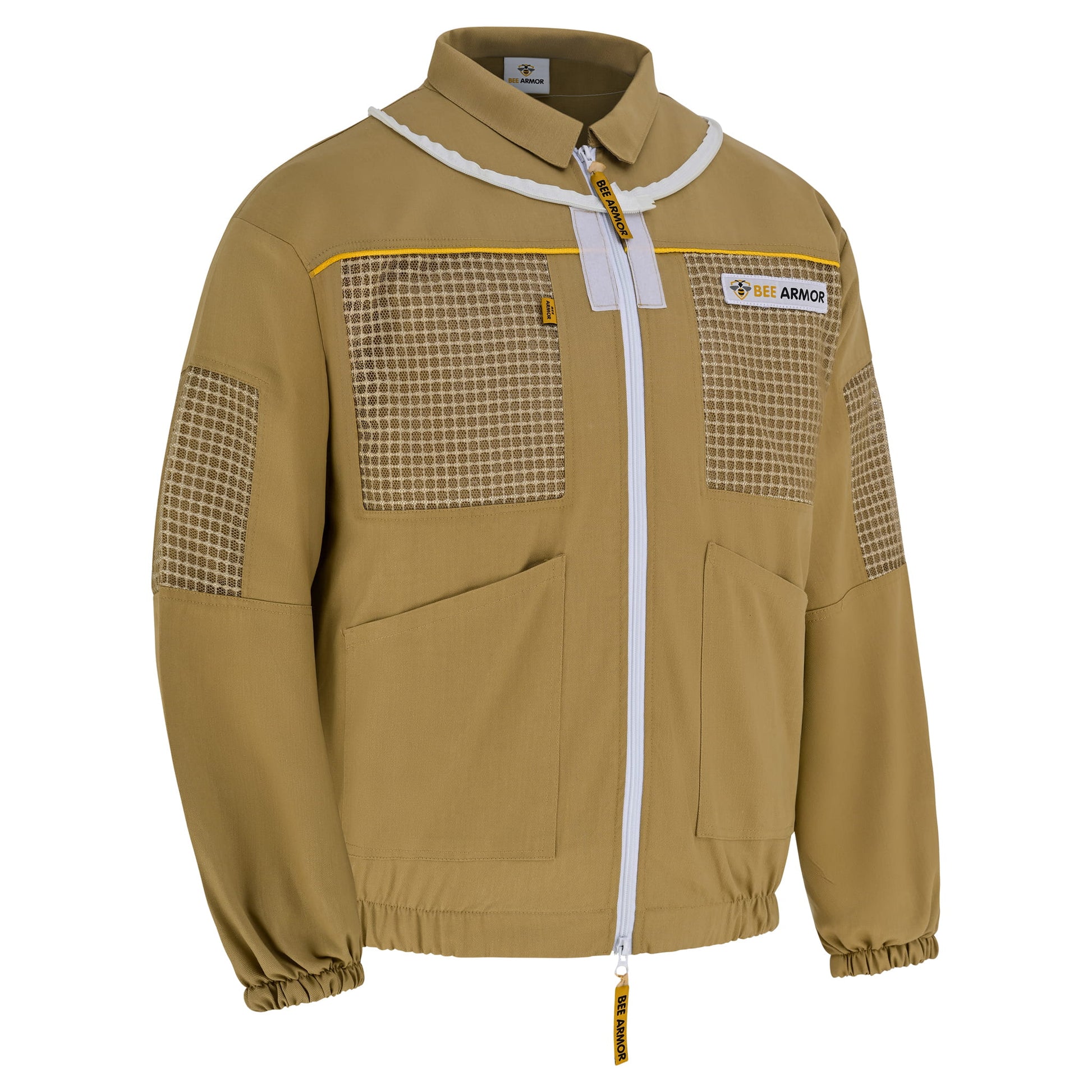 Semi Ventilated Beekeeping Jacket with Rounded Veil- Khaki