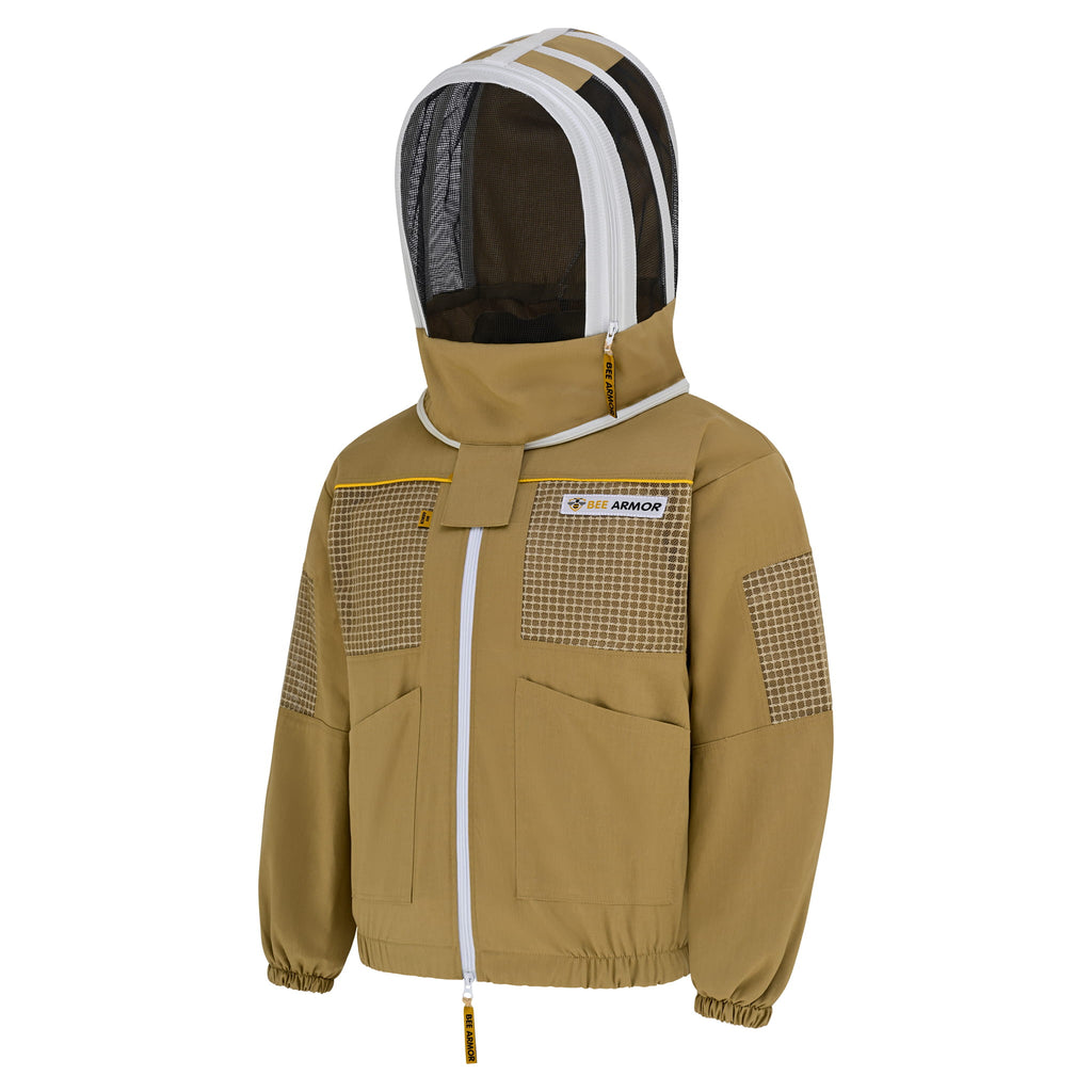 Semi Ventilated Beekeeping Jacket with Fencing Veil - Khaki