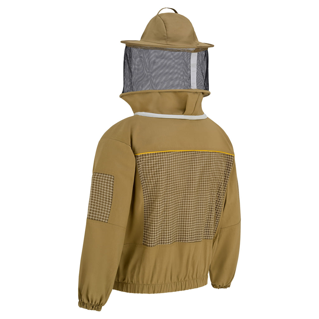 Semi Ventilated Beekeeping Jacket with Rounded Veil- Khaki