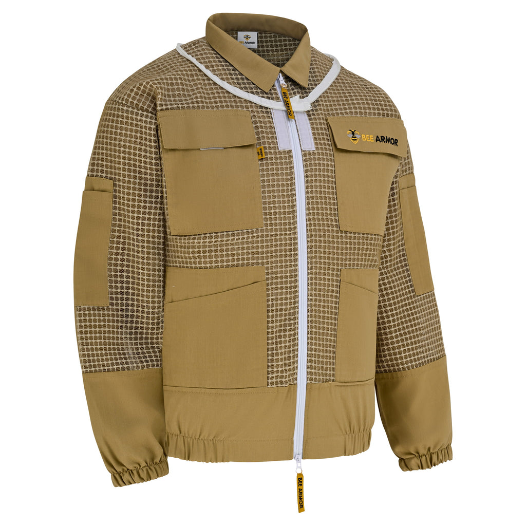 3 Layer Beekeeping Jacket with Fencing Veil- Khaki