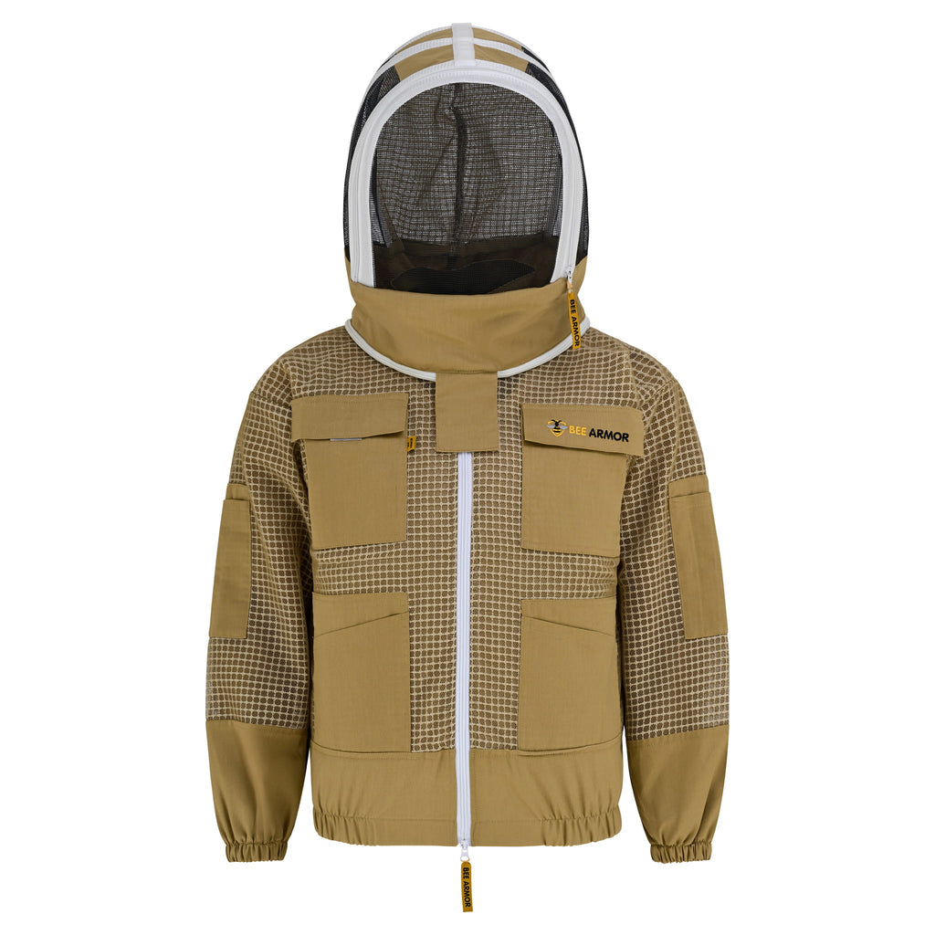 3 Layer Beekeeping Jacket with Fencing Veil- Khaki