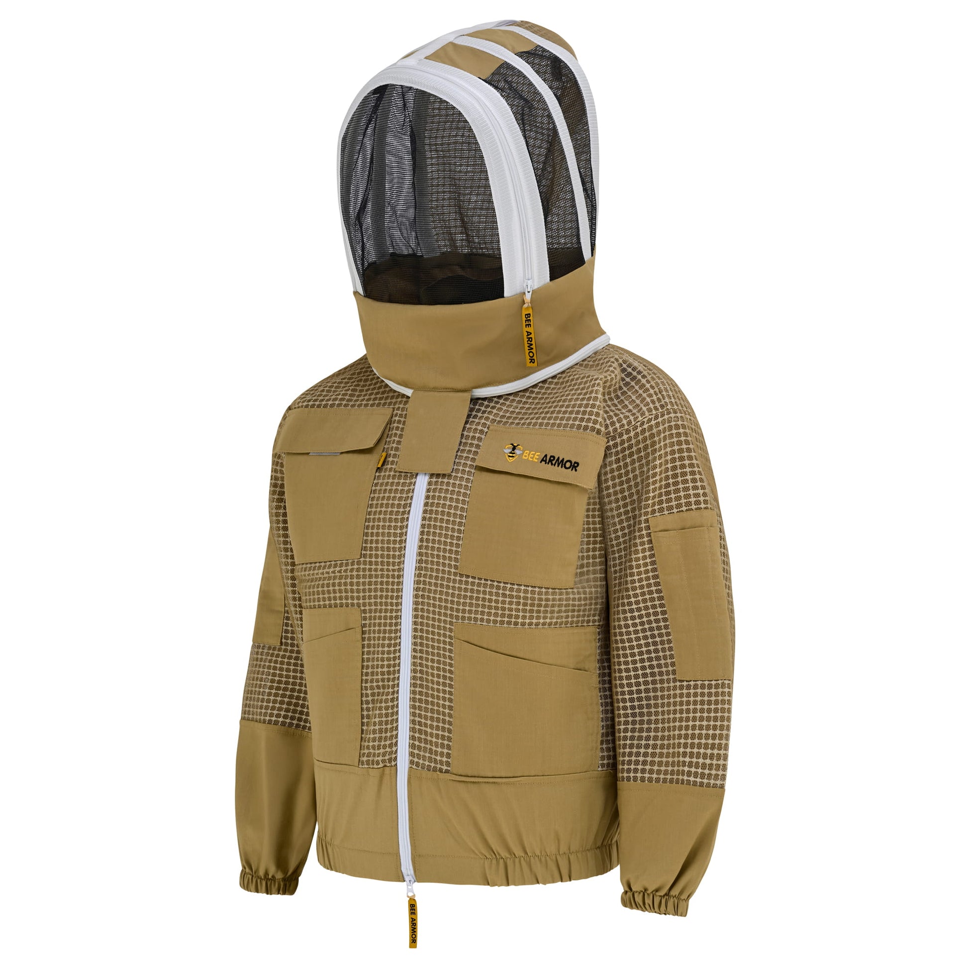 3 Layer Beekeeping Jacket with Fencing Veil- Khaki