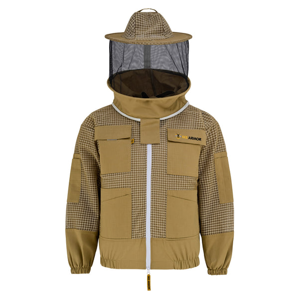 3 Layer Beekeeping Jacket with Rounded Veil- Khaki